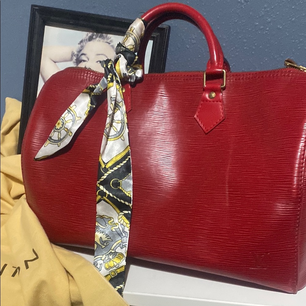 Louis Vuitton Red bag with Sleek Design  large speedy Authentic W/Dust Bag